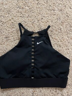 Nike Black High-Neck Ladder-Front Sports Bra